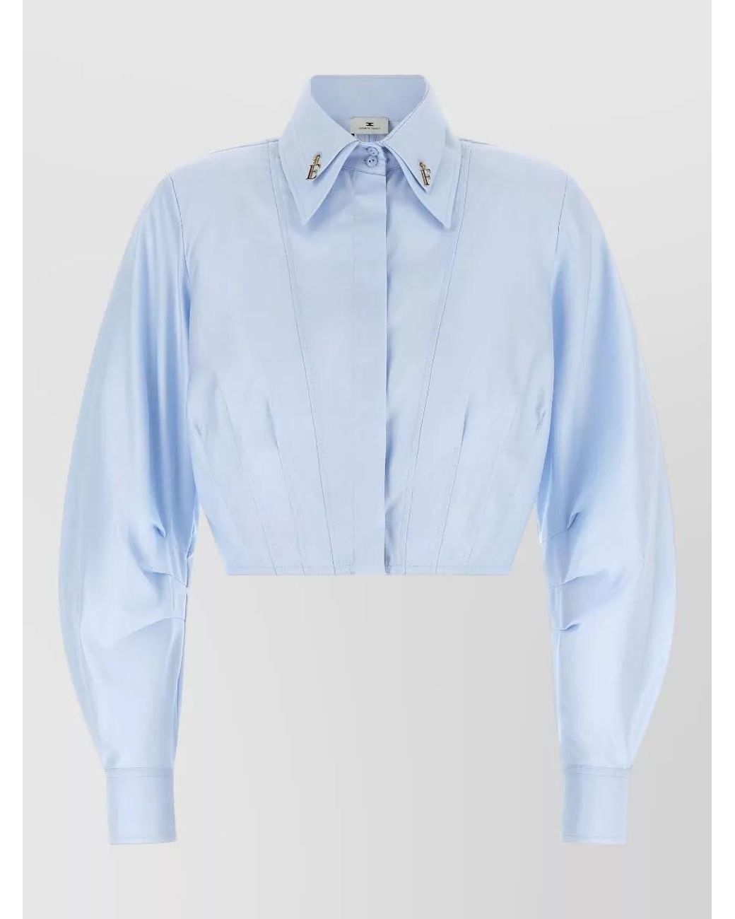 Elisabetta Franchi Blue Cropped Cotton Bustier Jacket