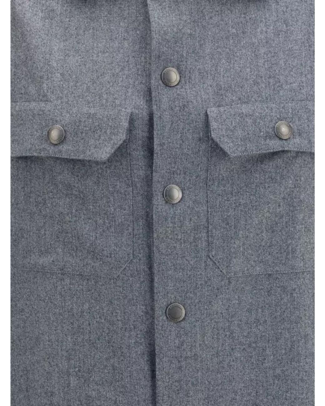 Brunello Cucinelli Gray Wool Shirt Jacket for men