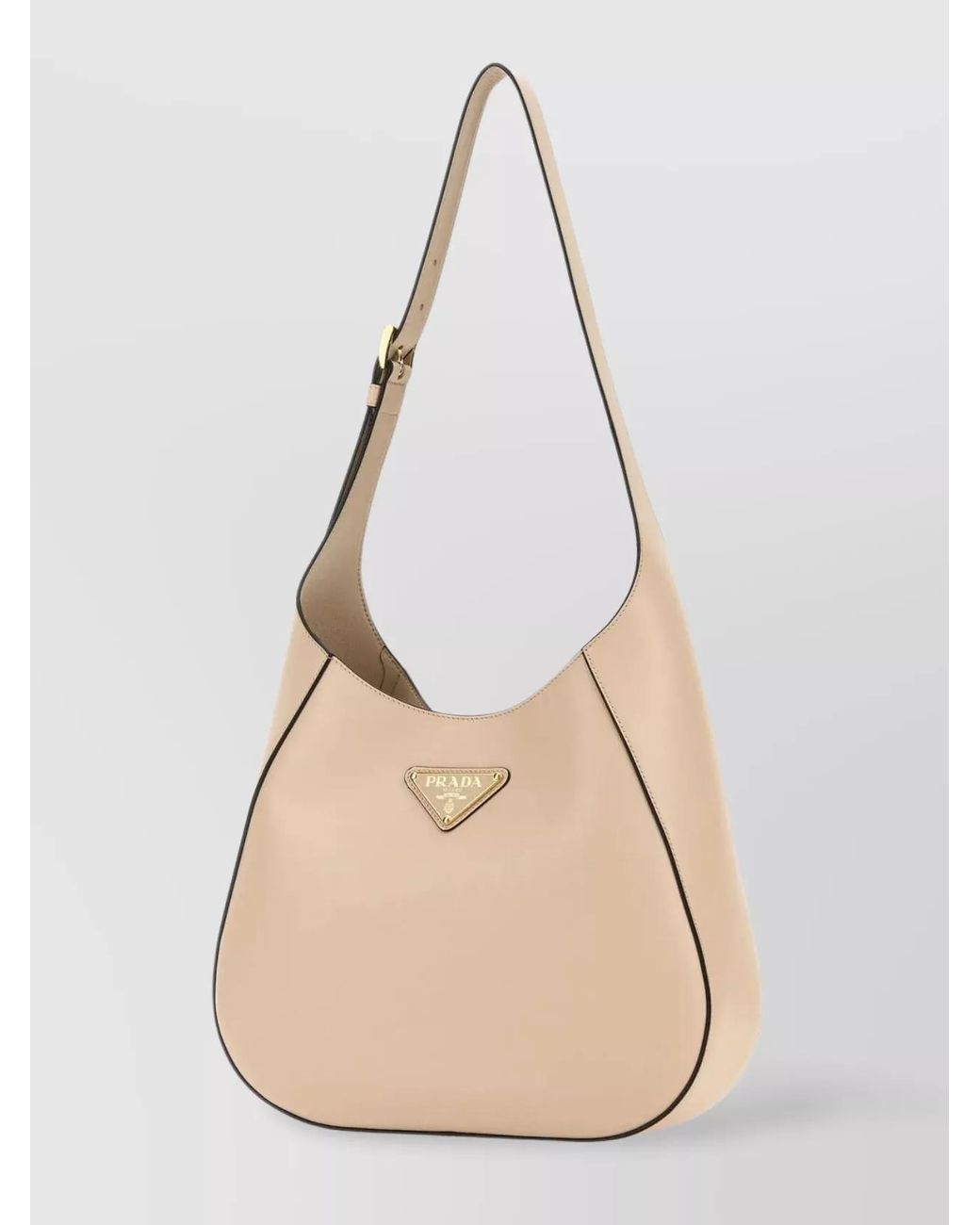 Prada Natural Triangle Leather Shoulder Bag