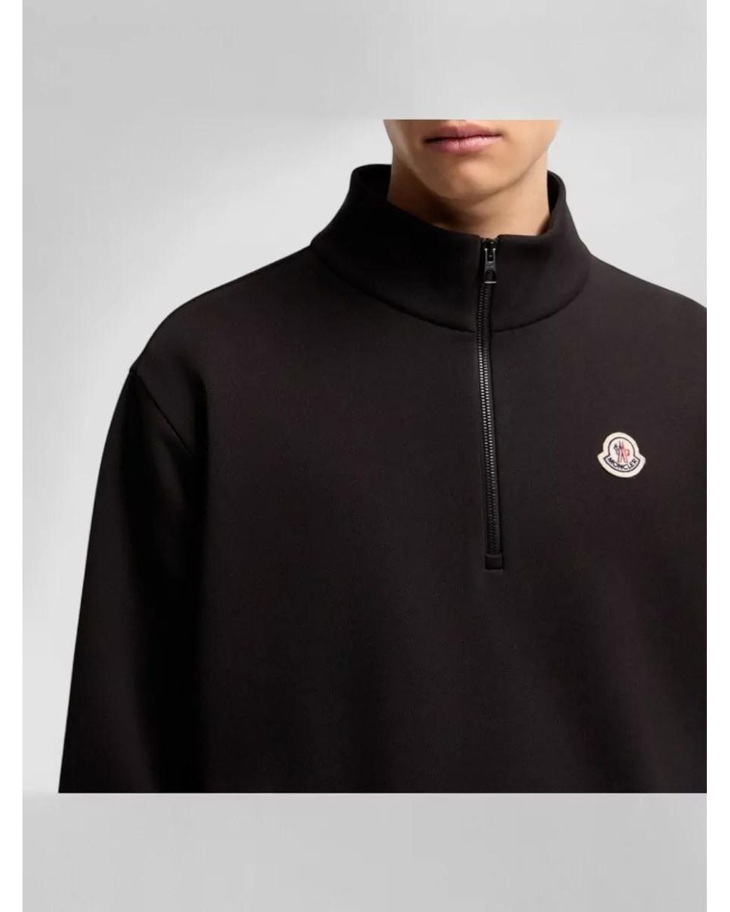 Moncler Black Cotton Zip-Up Hoodie for men