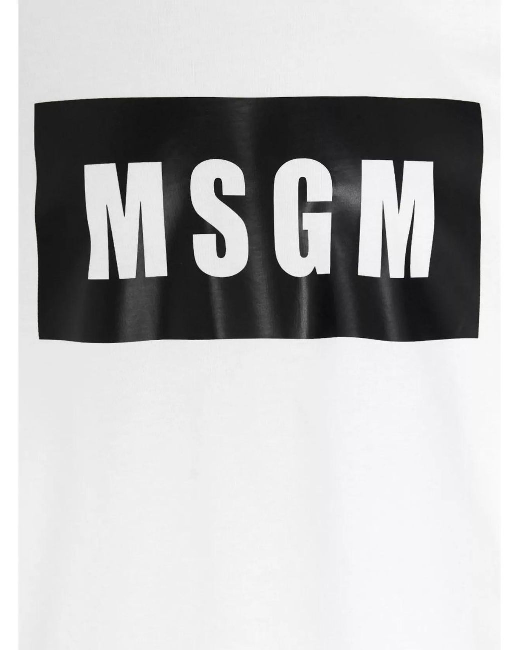 MSGM White Cotton Logo Print Short Sleeve T-Shirt for men