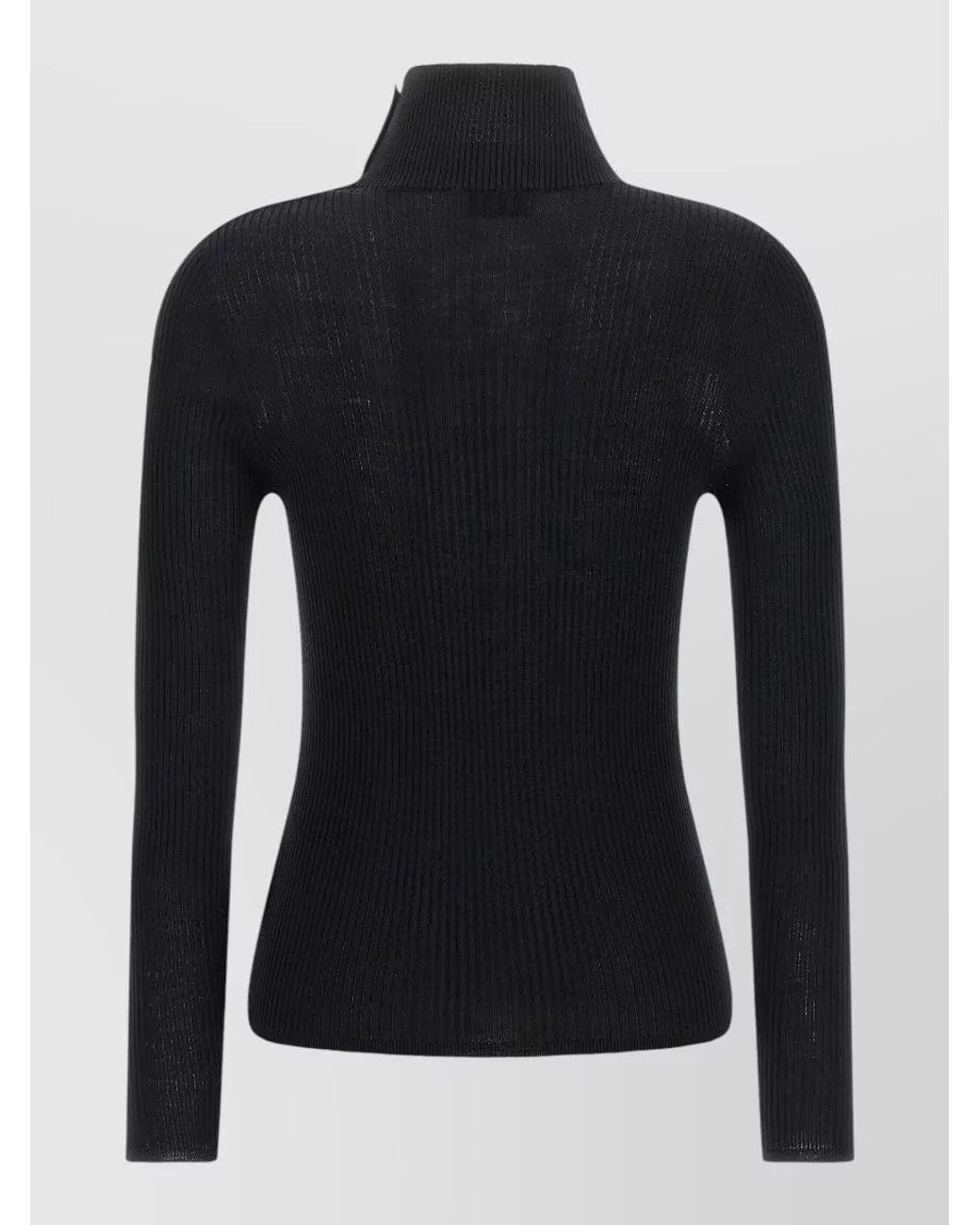 Moncler Black Virgin Wool Ribbed Turtleneck Sweater