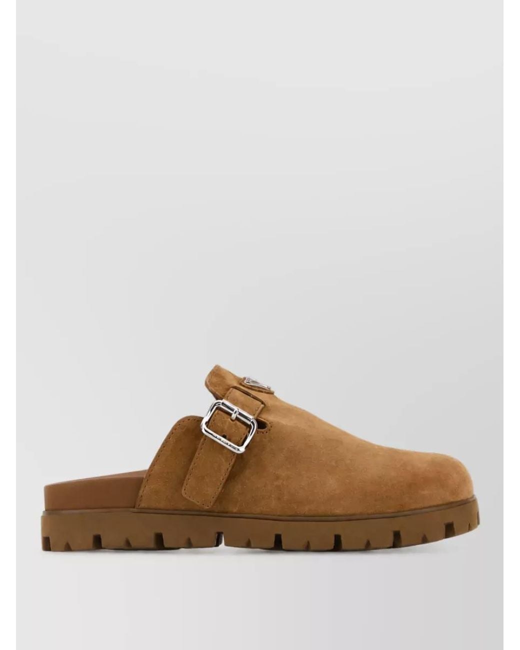 Prada Brown Camel Suede Slippers for men