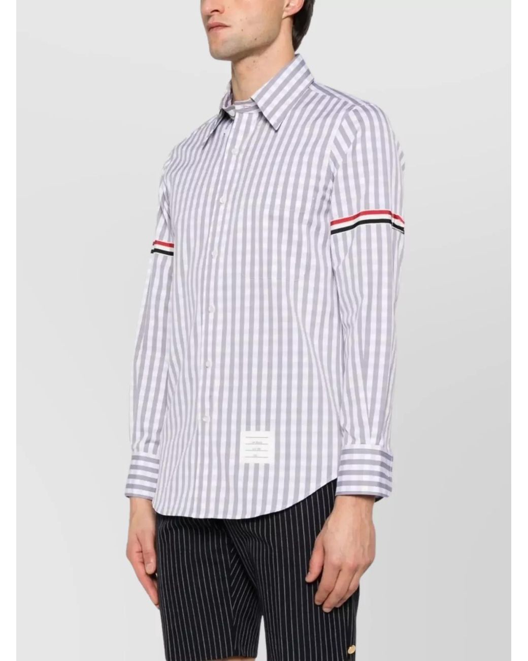 Thom Browne Purple Gingham Check Cotton Straight-Fit Long-Sleeve Shirt for men