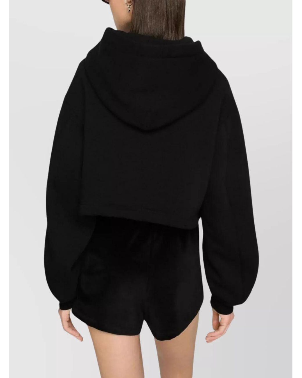 Dolce & Gabbana Black Cropped Logo-Embroidered Hoodie