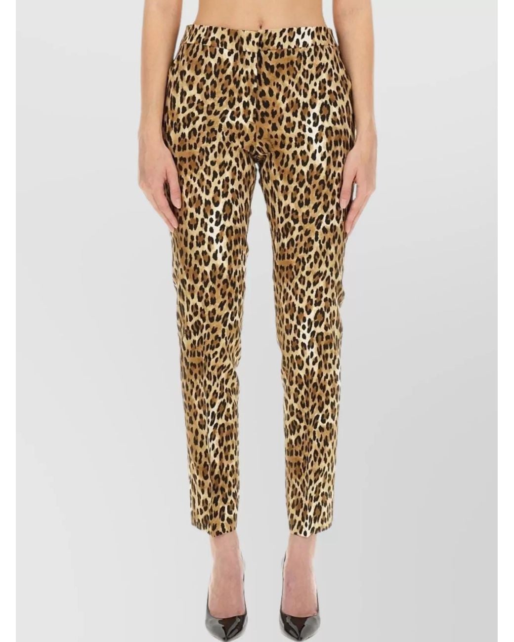 Moschino Natural Animal-Print Slim-Fit Trousers