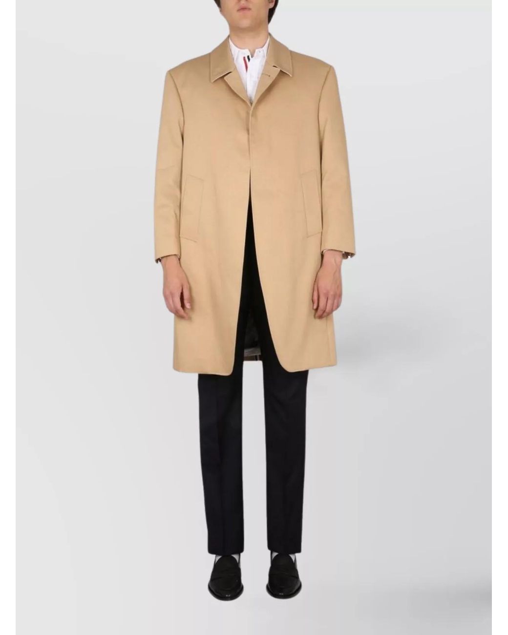 Thom Browne Natural Cotton Single Breasted Coat for men