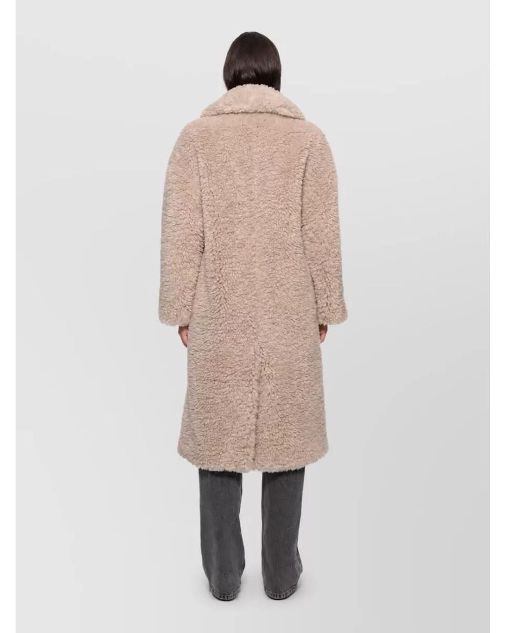Stand Studio Natural Oversized Long Faux Fur Coat
