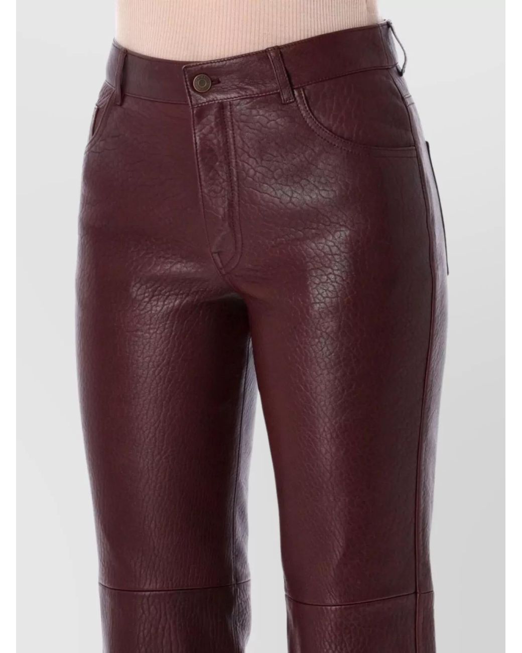 Chloé Textured Lamb Leather Flared Trousers