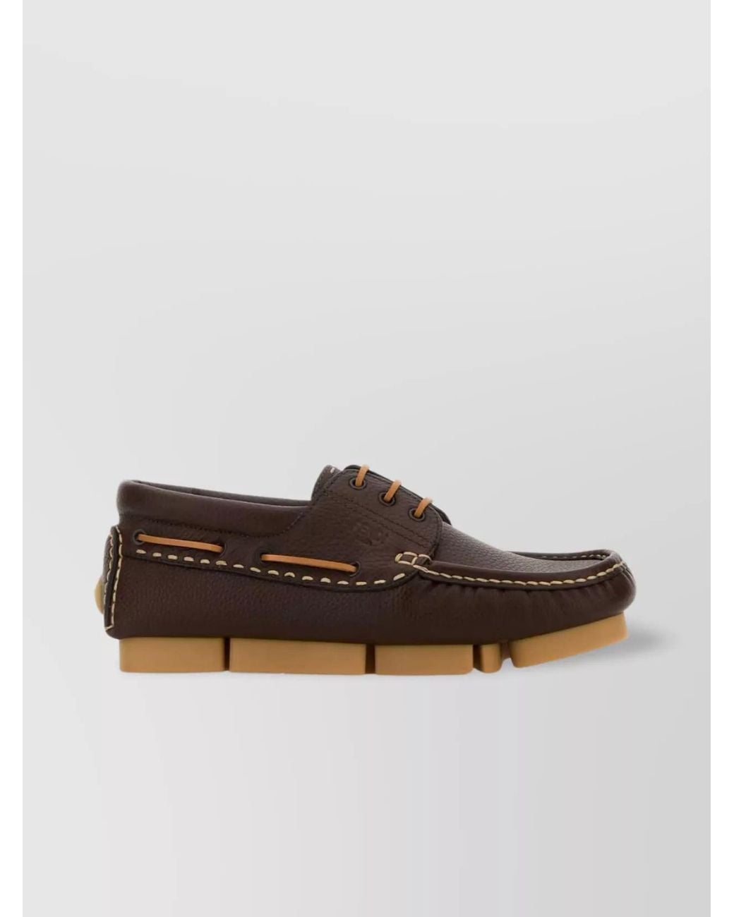 Fendi Brown Leather Deck Loafers for men