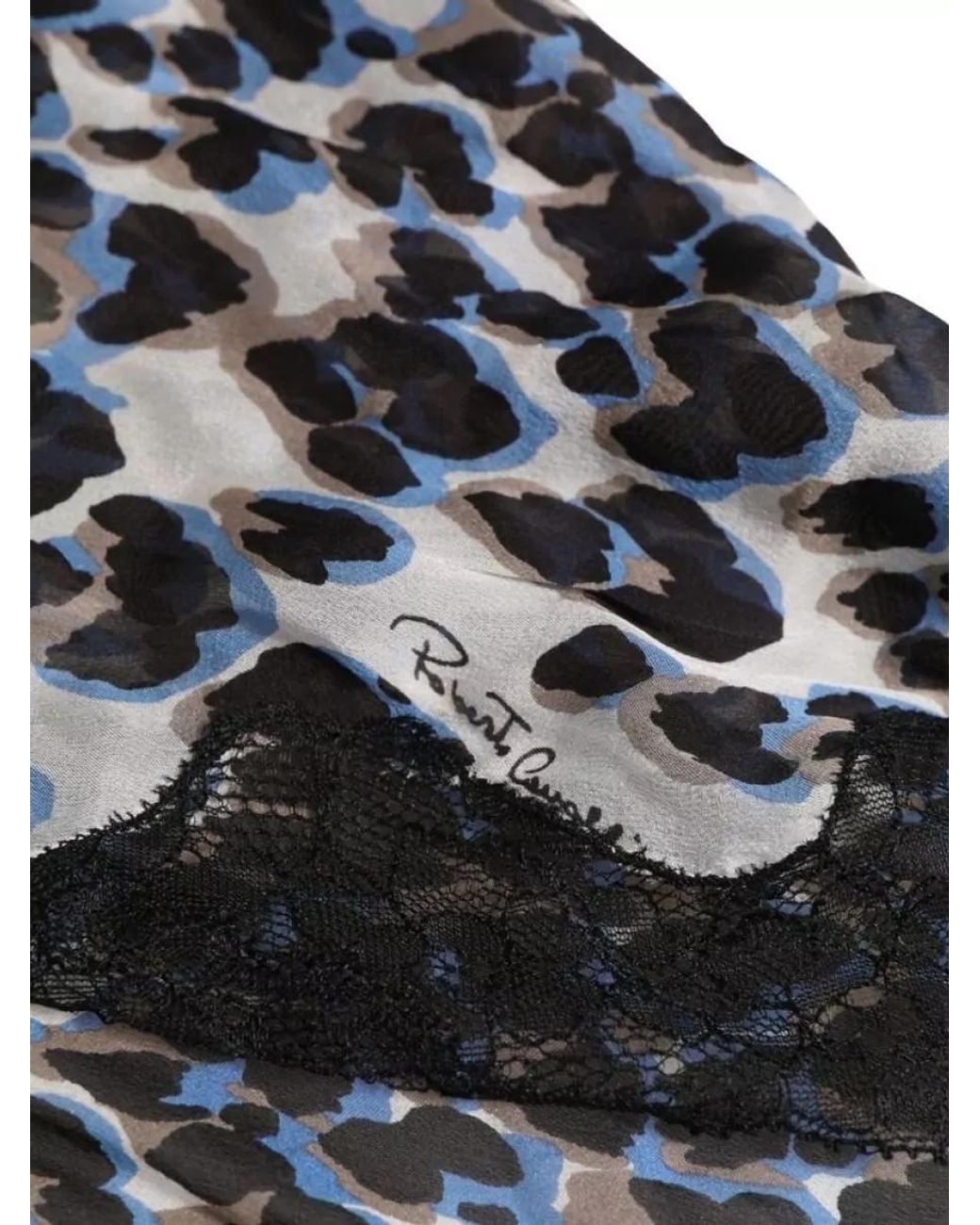 Roberto Cavalli Black Silk Leopard Babydoll Chemise