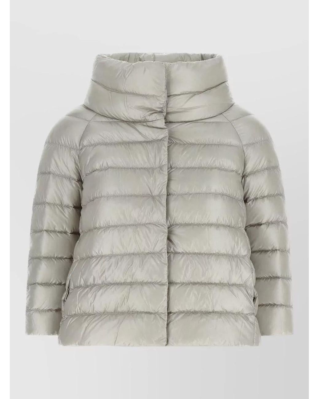 Herno Gray Quilted Hooded Cape