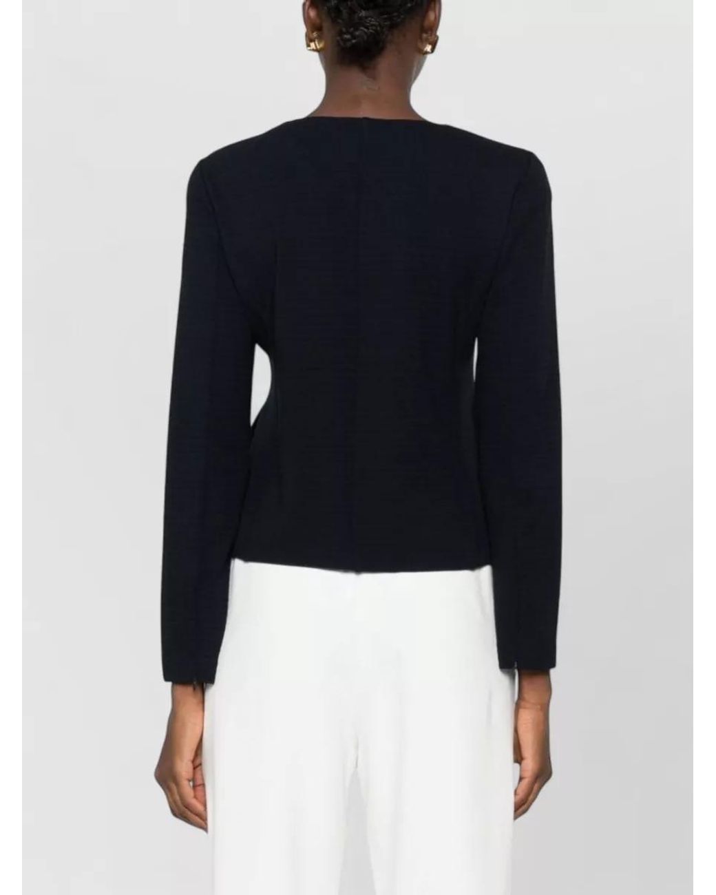 Emporio Armani Black Textured Round Neck Long-Sleeve Cardigan