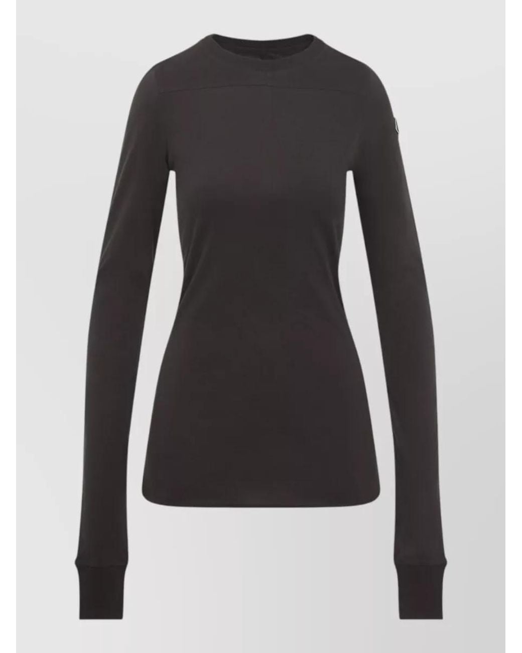 Moncler Black Cotton Slim Fit Panelled Long Sleeve Crewneck Top