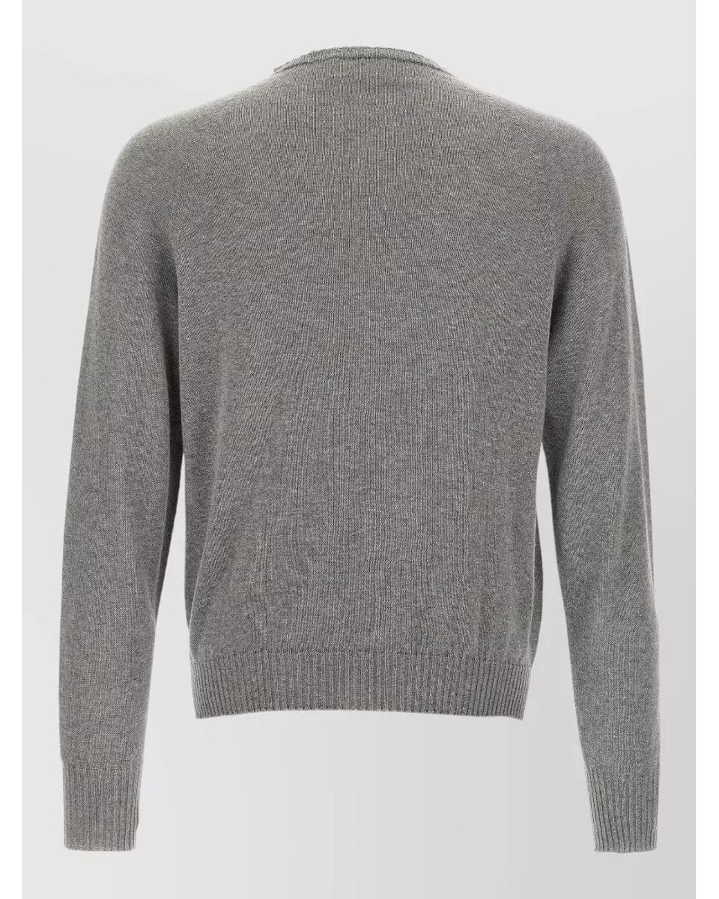 Ma'ry'ya Gray Cashmere Cotton Crew Neck Long Sleeve Sweater for men