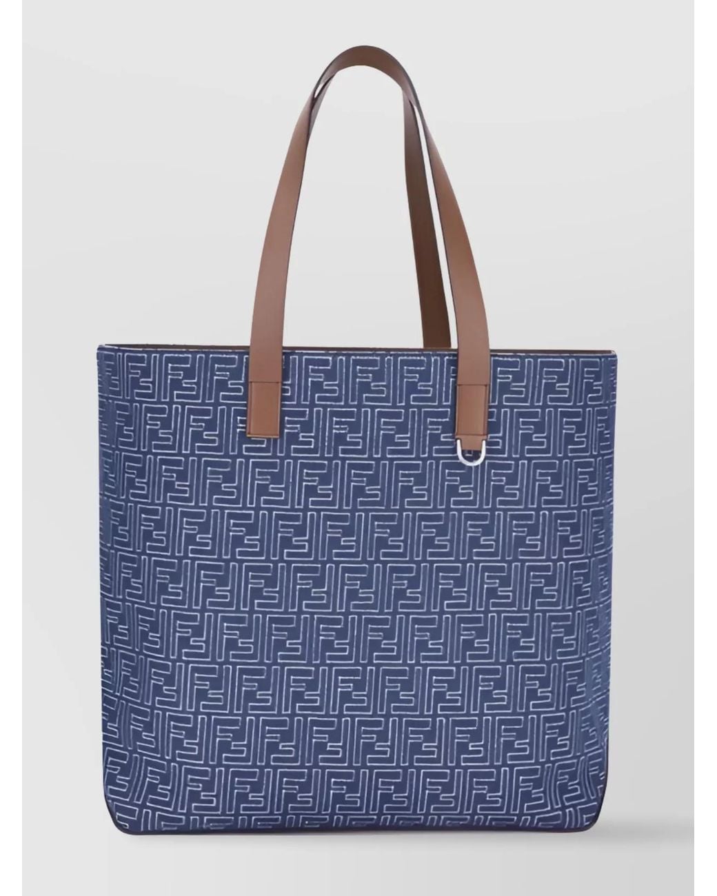 Fendi Blue Denim Ff-Jacquard Tote Bag for men