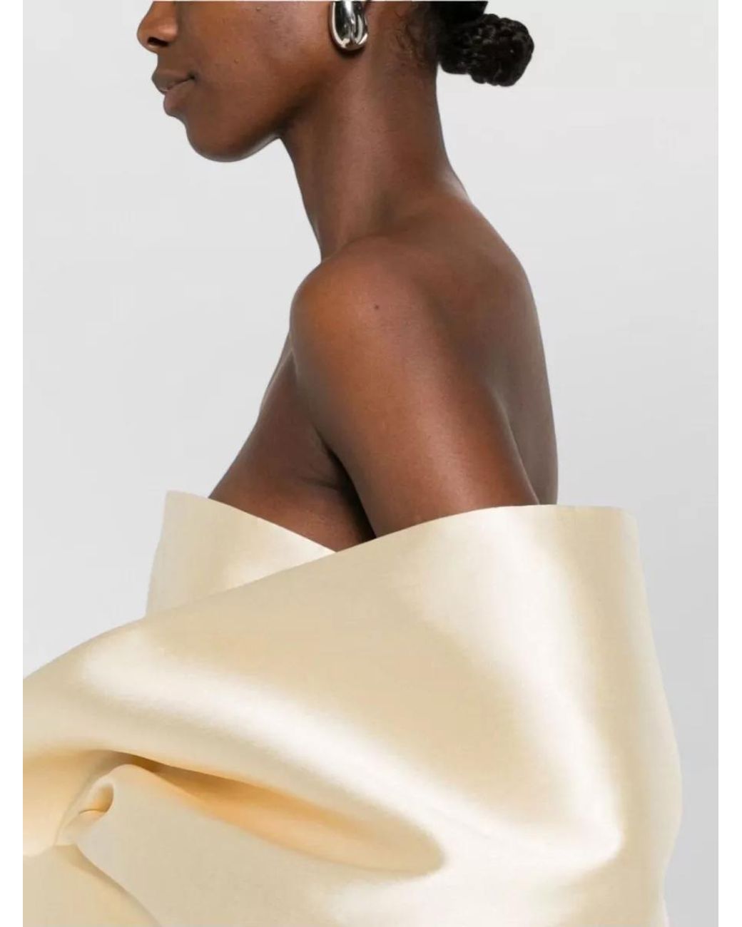 Solace London Natural Strapless Midi Dress