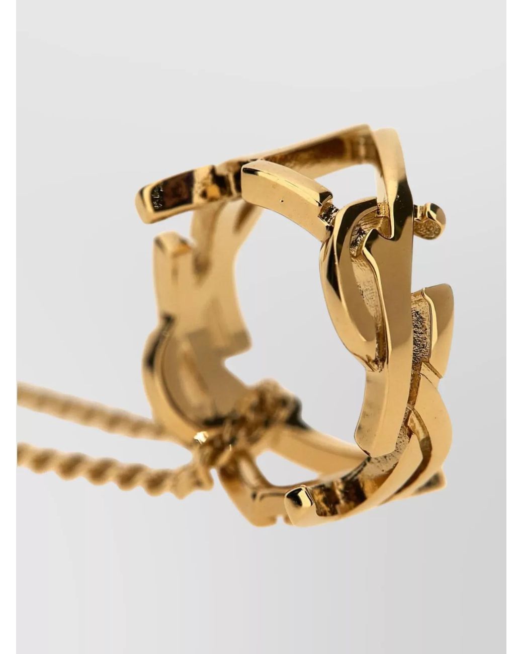 Saint Laurent White Metal Cassandre Pendant Necklace