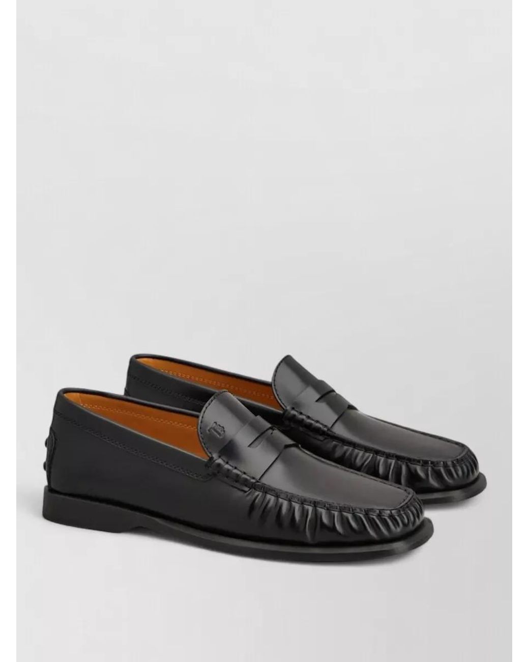 Tod's Gray Leather Gathered Penny Loafers for men
