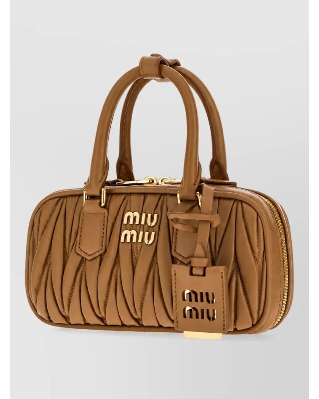 Miu Miu Brown Arcadie Nappa Leather Clutch Bag