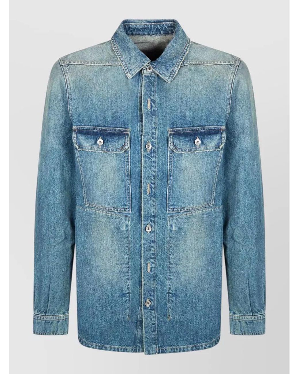 Rick Owens Blue Cotton Shirt Jacket for men