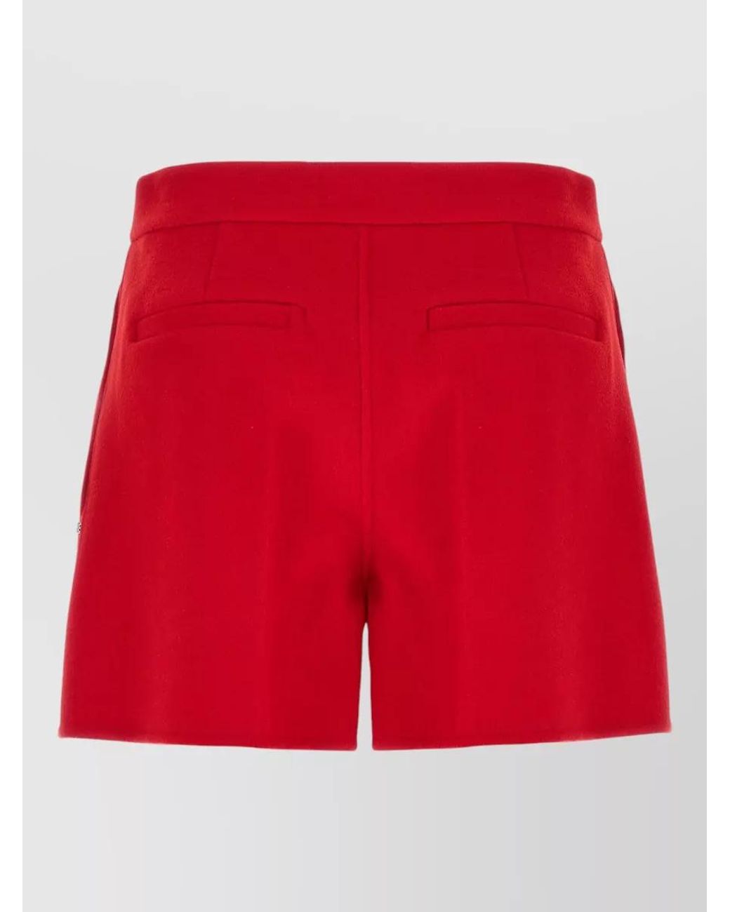 Sportmax Red Virgin Wool Low-Rise Cropped Shorts