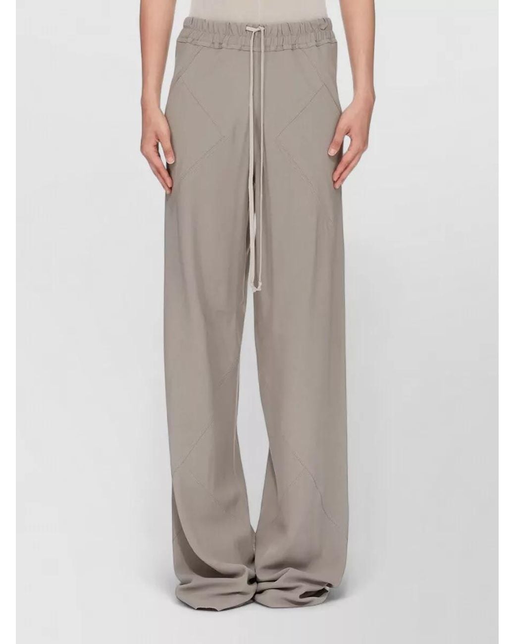 Rick Owens Gray Viscose Wide-Leg Trousers