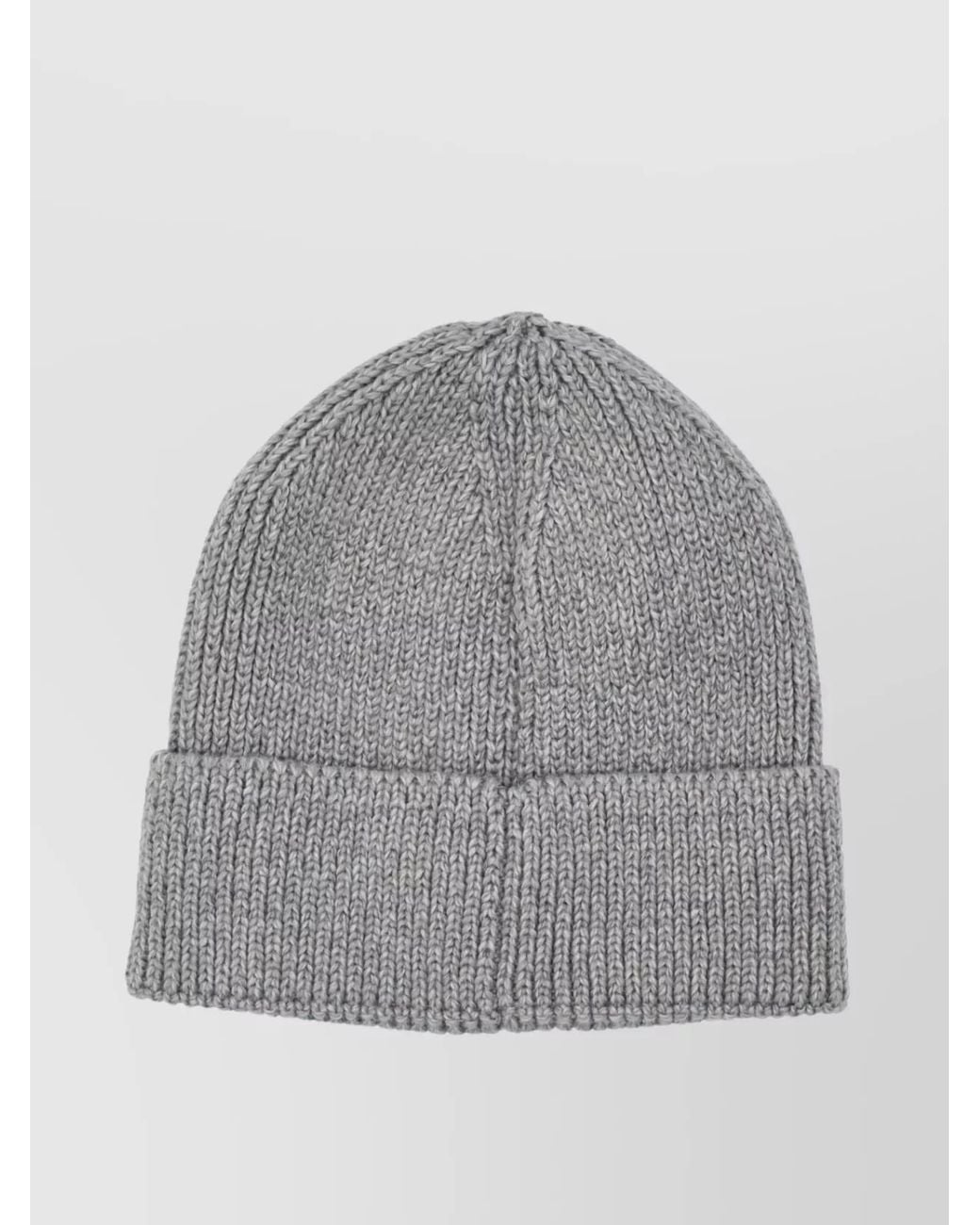 The North Face Gray Logo Box Fold-Over Cuff Ribbed Knit for men