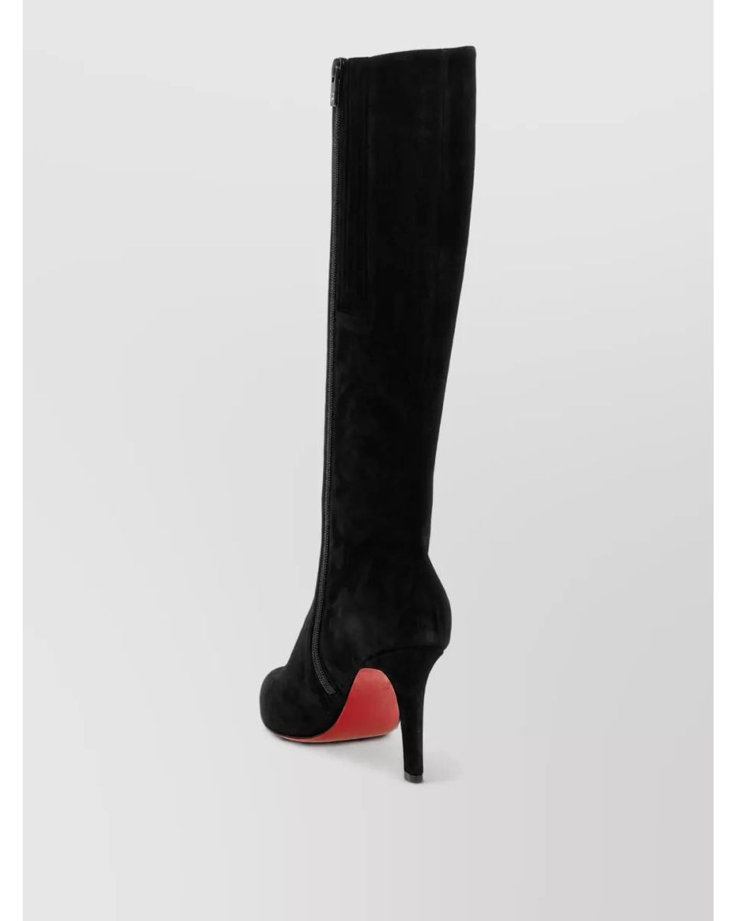 Christian Louboutin Black Suede Leather Knee-High Boots