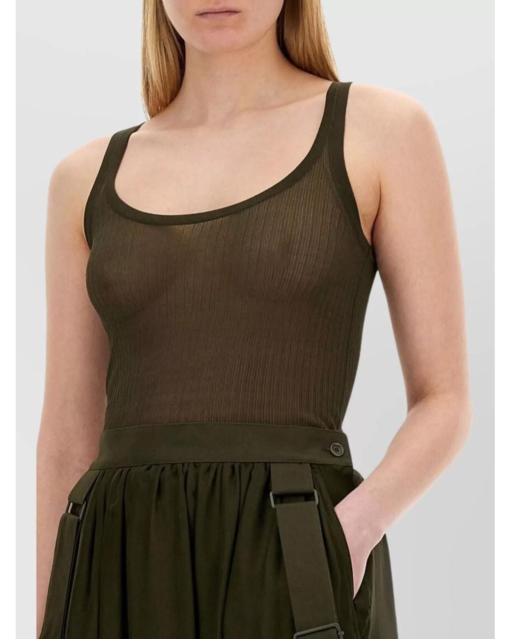 Max Mara Green Silk Slim-Fit Tank Top