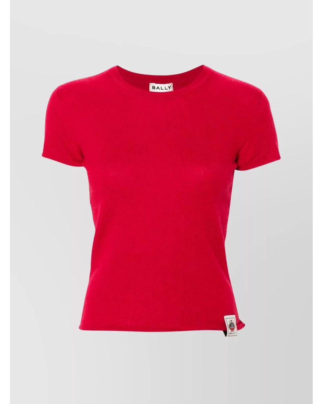 Bally Red Cashmere Crew Neck Short Sleeve T-Shirt