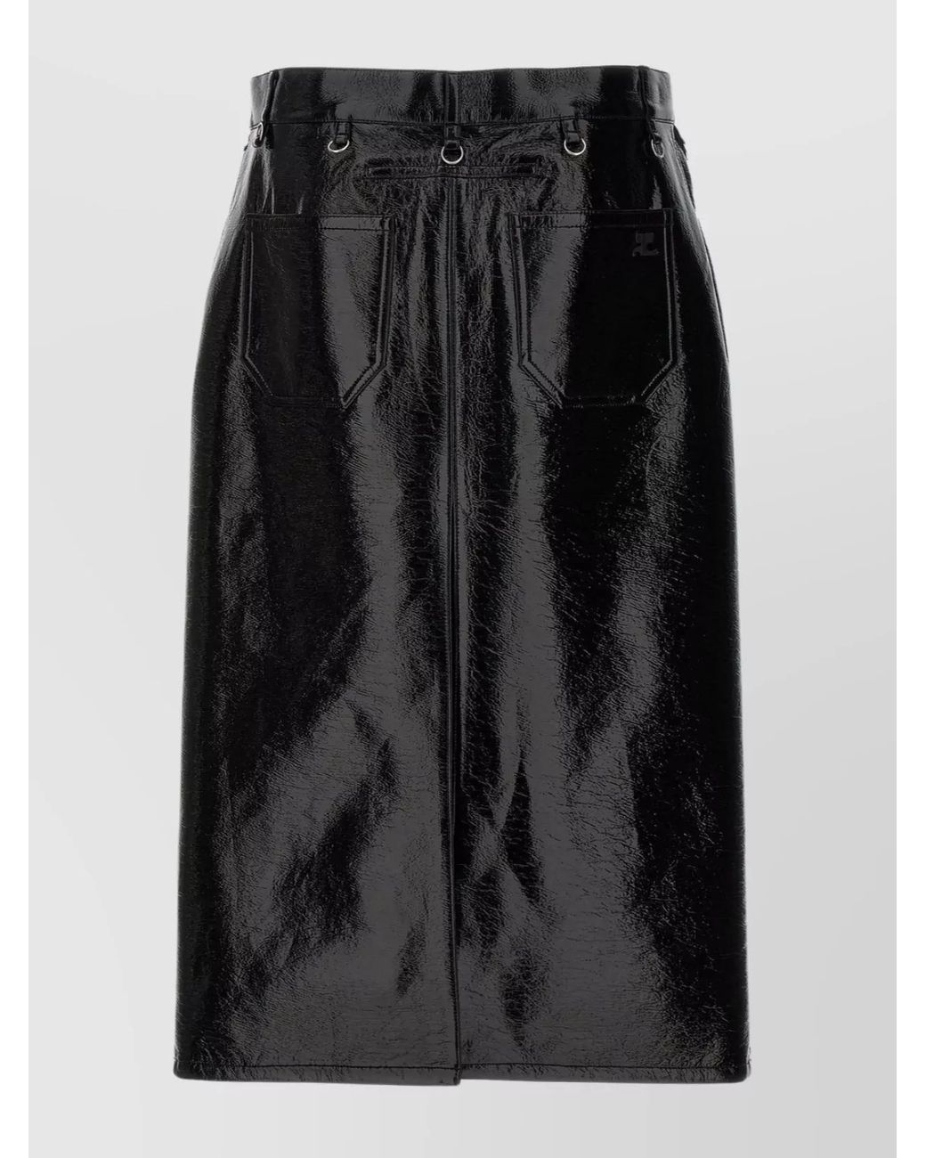 Courreges Black High-Rise Vinyl Mini Skirt