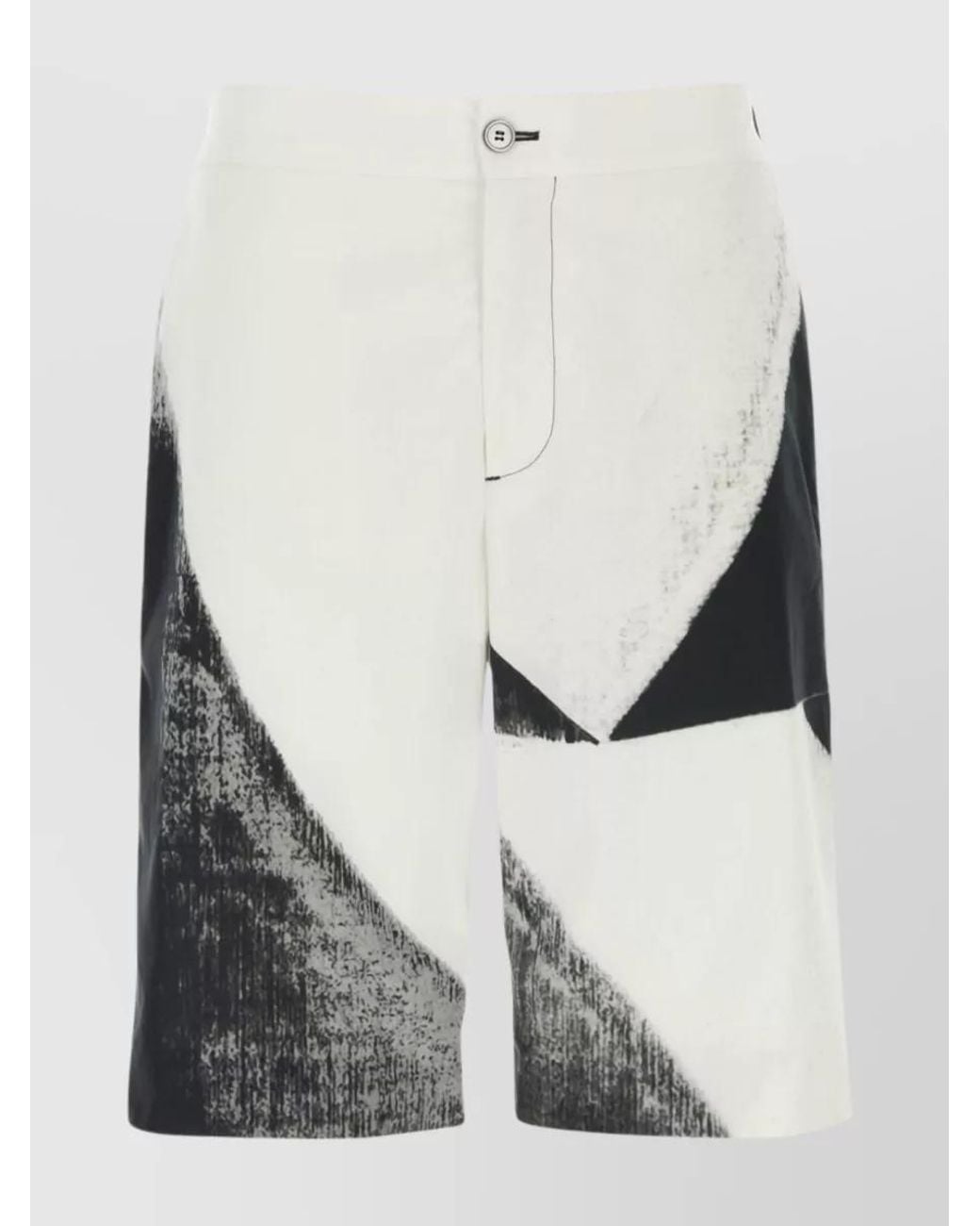 McQueen White Cotton Abstract-Print Knee-Length Tailored Shorts for men