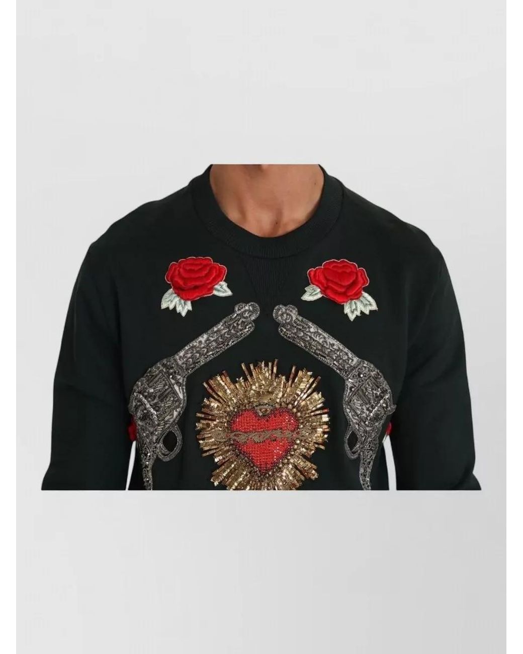 Dolce & Gabbana Black Embellished Sweatshirt for men