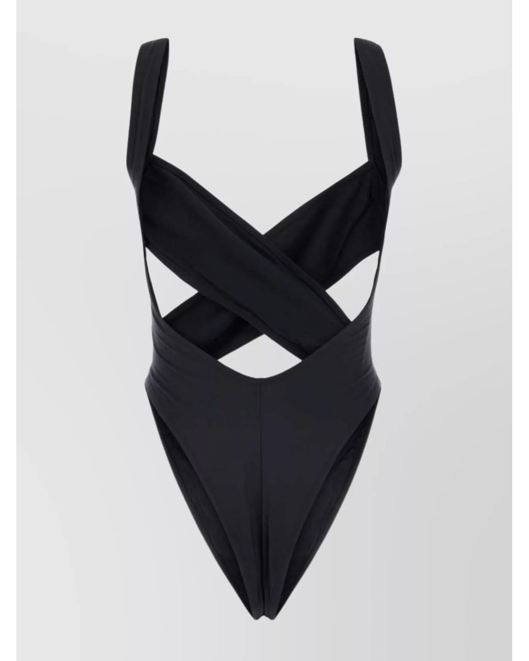 Reina Olga Black Stretch-Nylon One-Shoulder Trikini