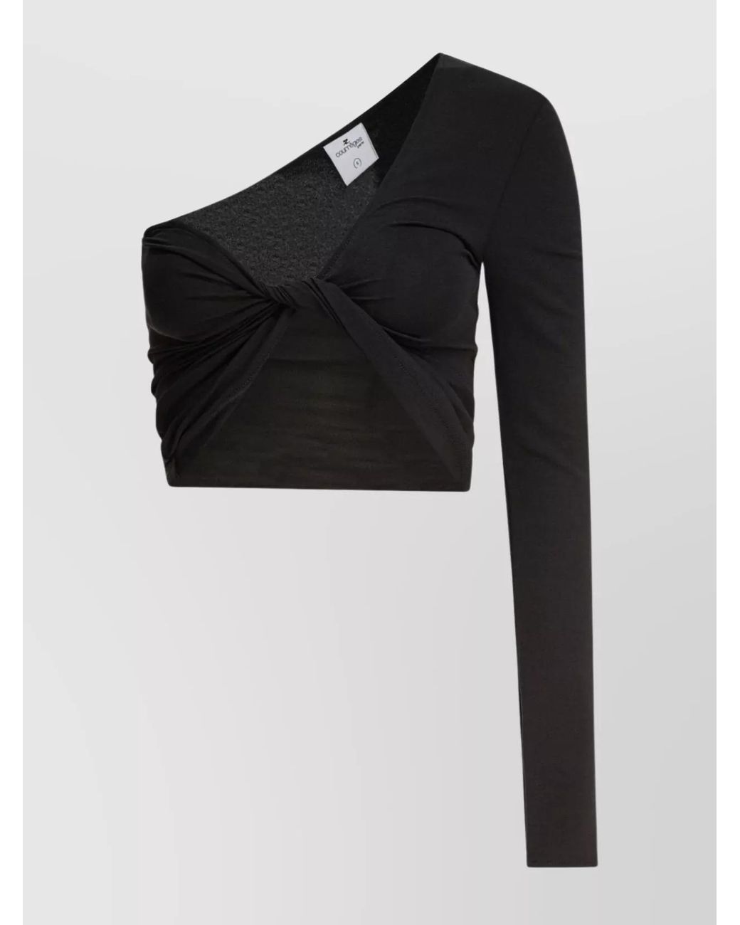 Courreges Black One-Shoulder Crop Top