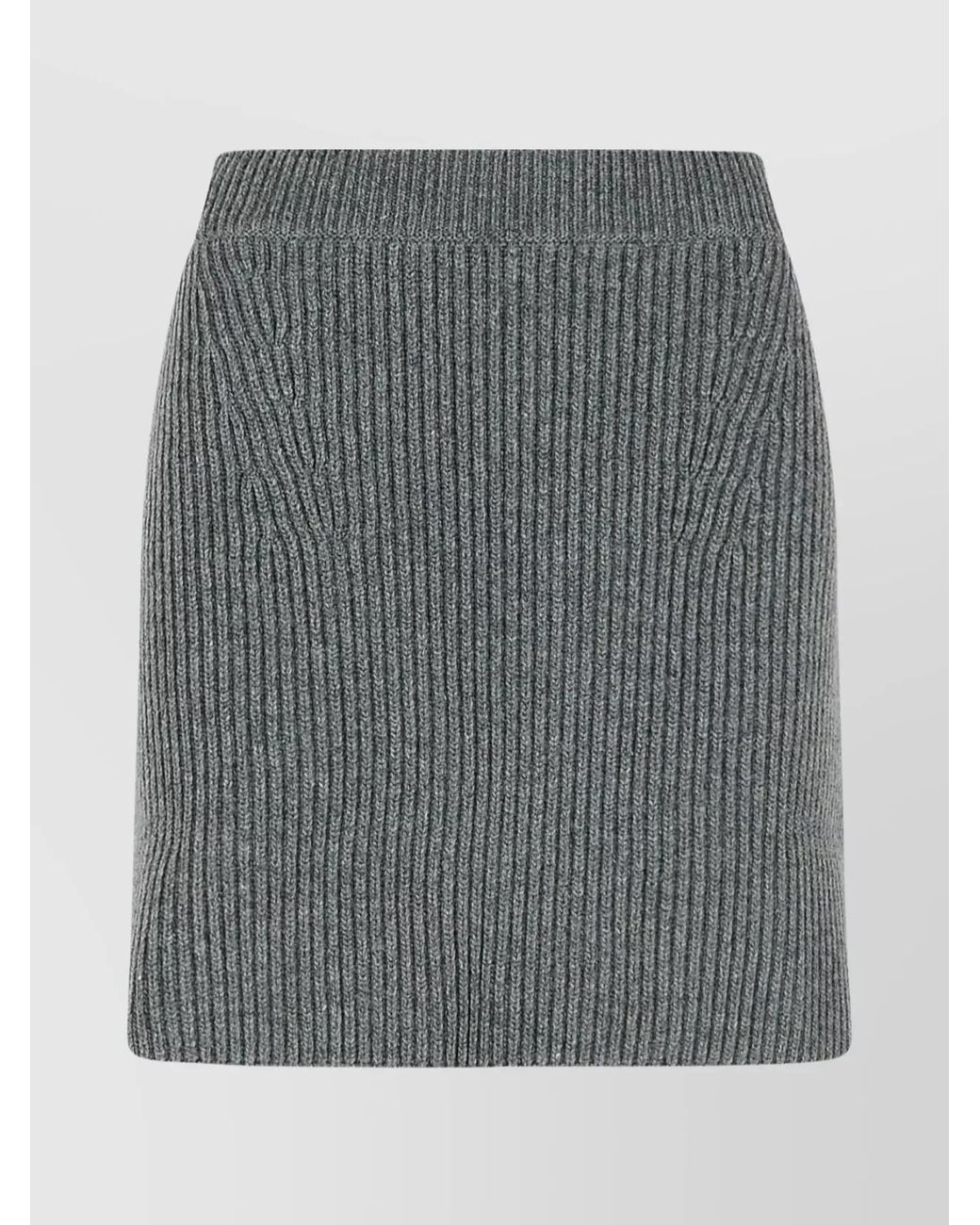 Jil Sander Gray Ribbed Wool A-Line Mini Skirt
