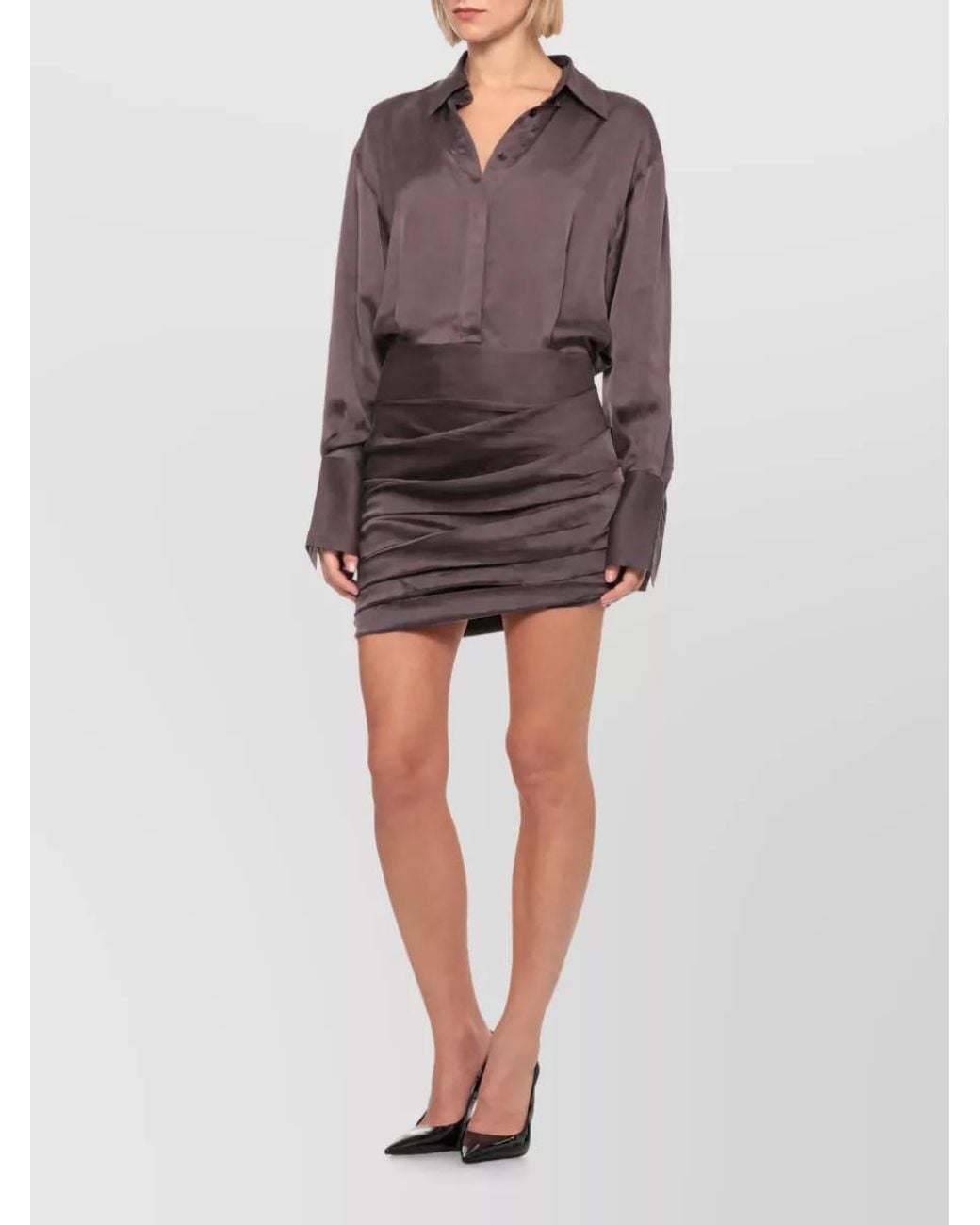 ANDAMANE Brown Knee-Length Fitted Skirt