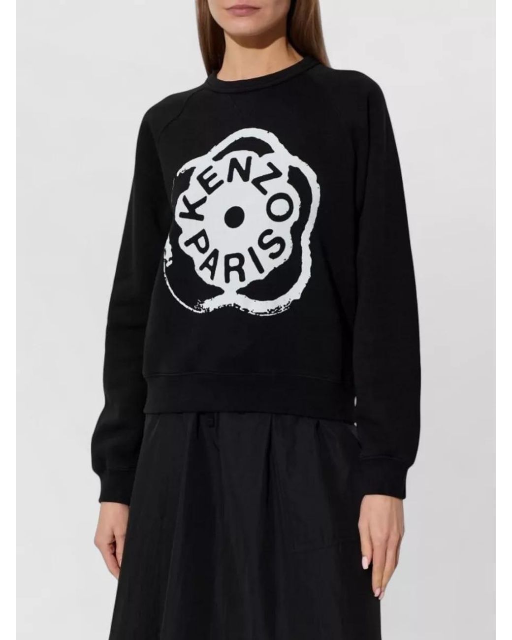 KENZO Black Printed Cotton Crewneck Sweatshirt