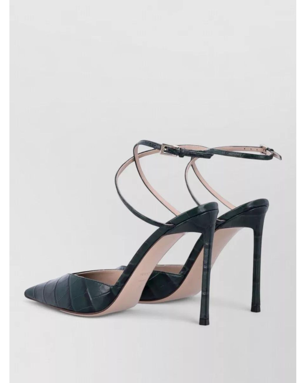 Tom Ford Blue Leather Croc-Effect Pumps