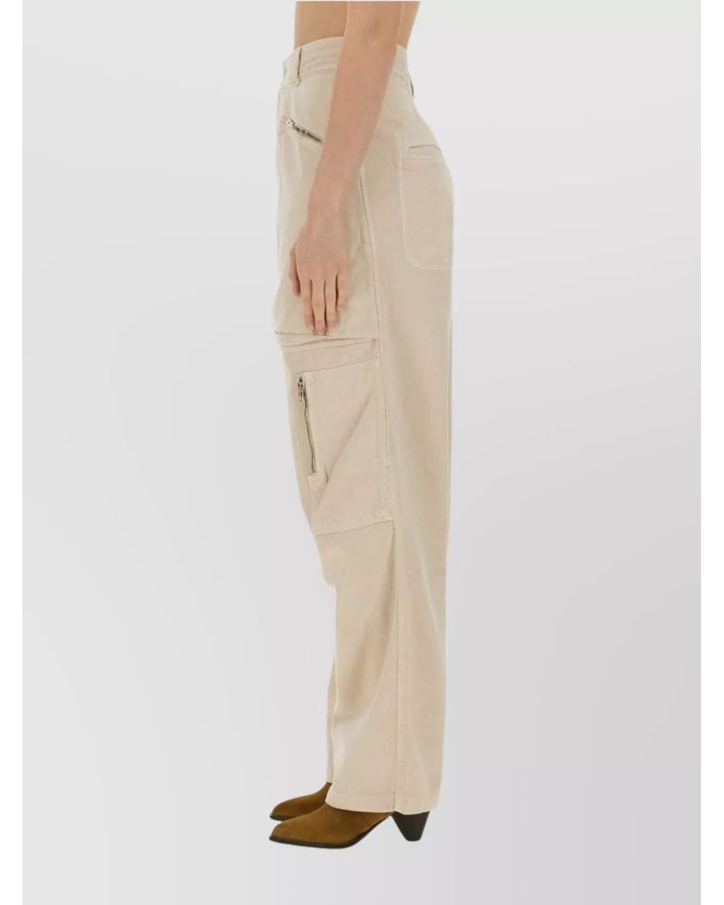 Isabel Marant Natural Cotton Regular-Fit Wide-Leg Trousers