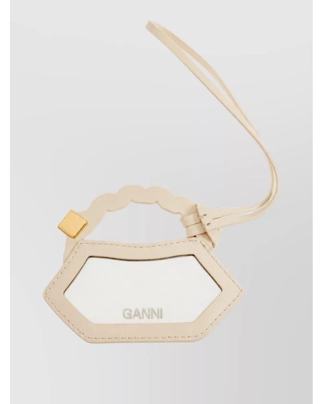 Ganni White Leather Keychain Purse