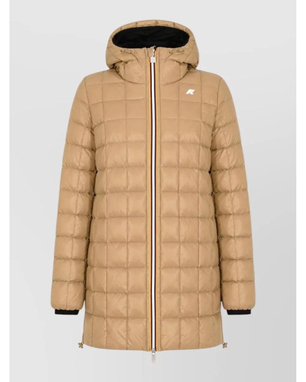 K-Way Natural Reversible Hooded Quilted Down Parka Coat
