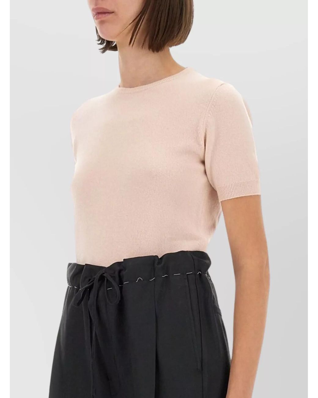 Maison Margiela Multicolor Wool Cropped Crew Neck T-Shirt