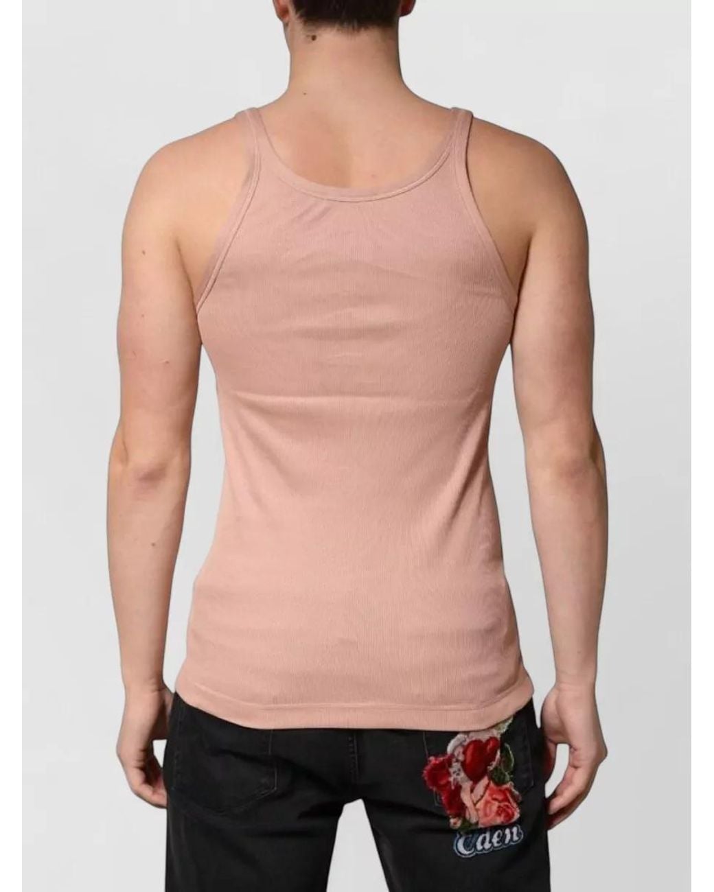 Dolce & Gabbana Pink Ribbed-Knit T-Shirt for men