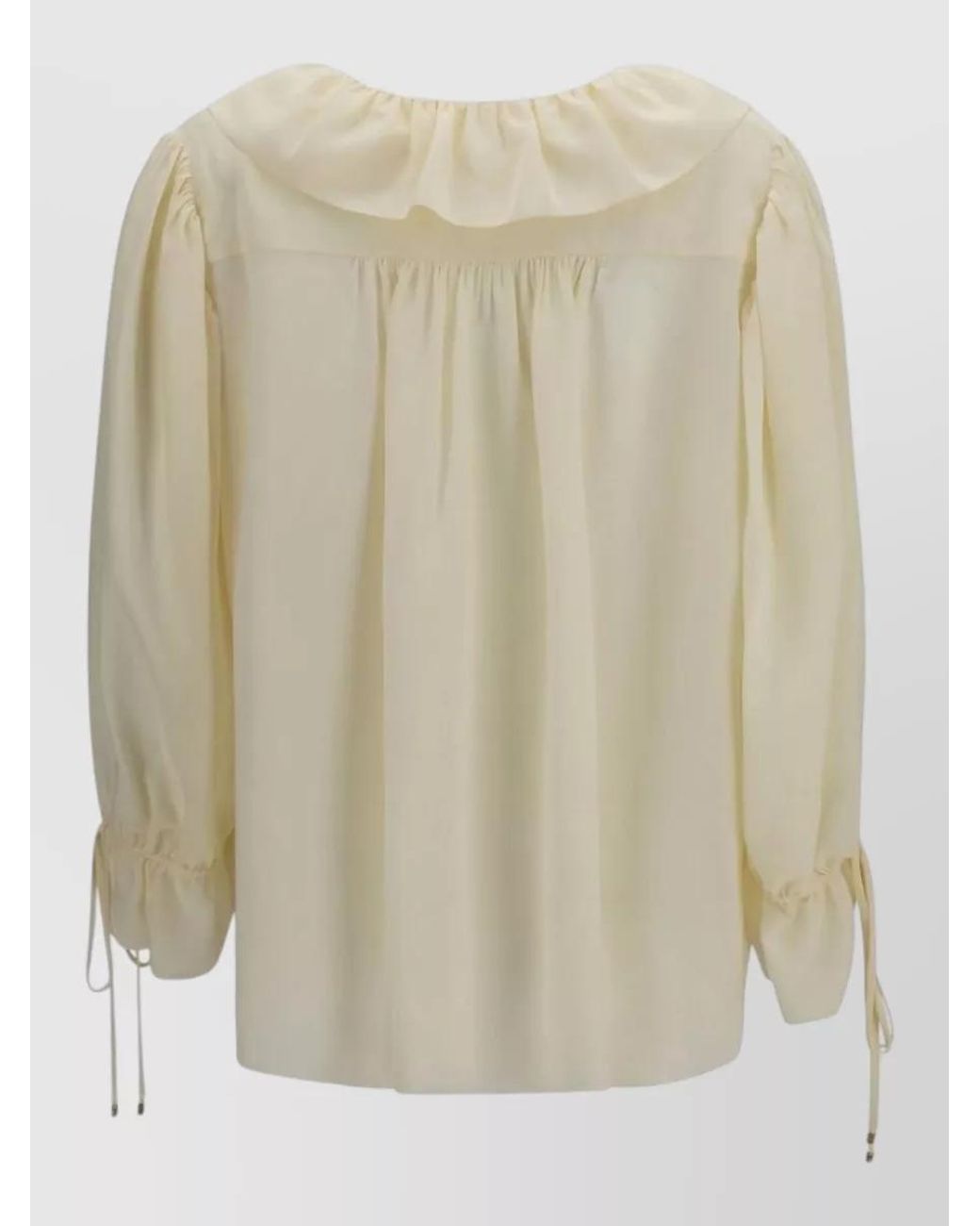 Chloé Natural Silk Ruffled V-Neck Blouse
