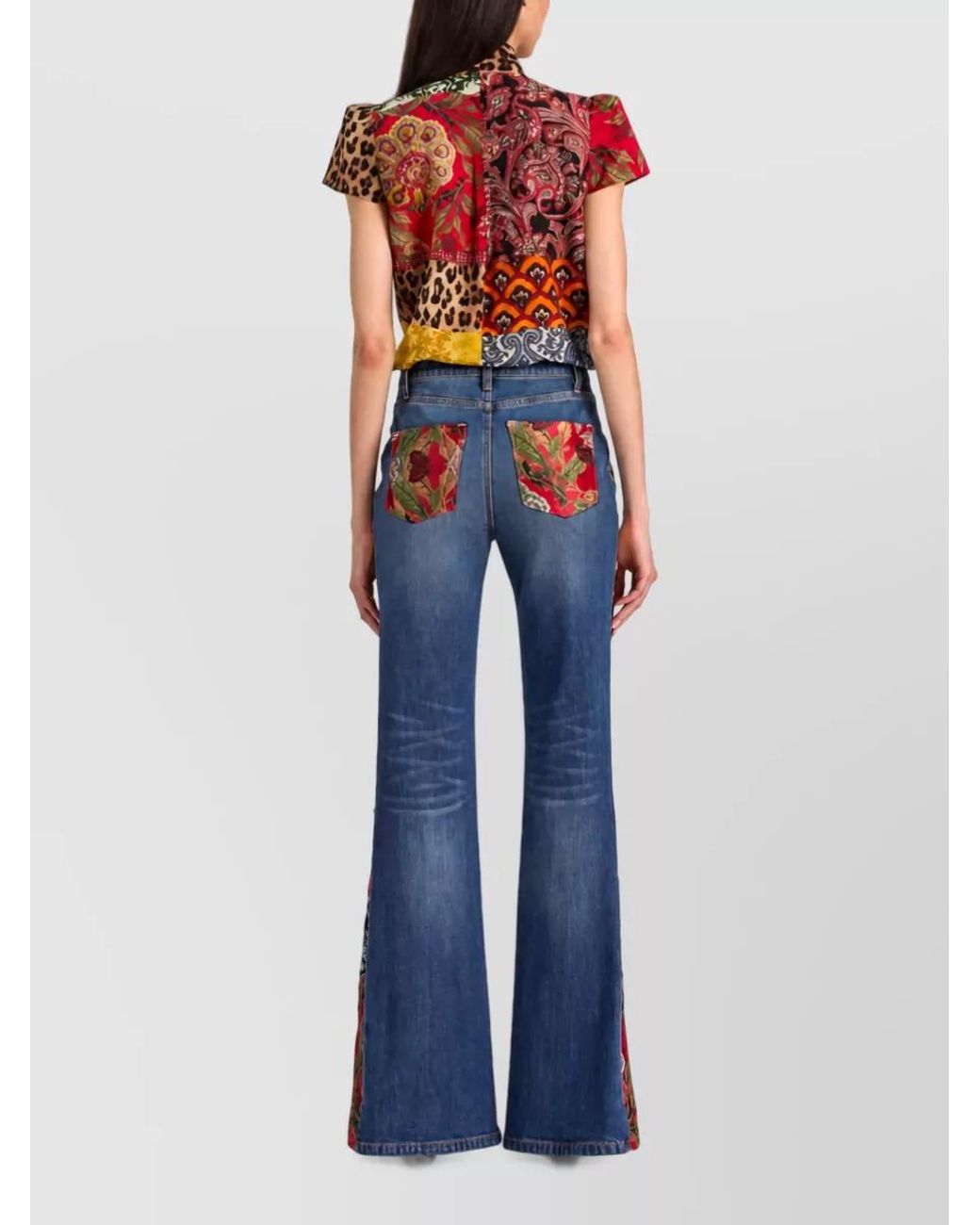 Alice + Olivia Multicolor Silk Printed Pussy-Bow Short-Sleeve Shirt