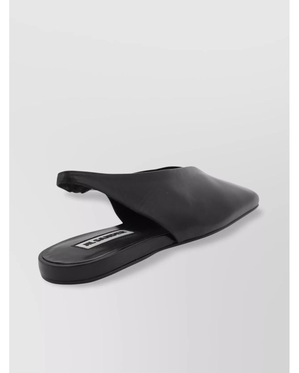 Jil Sander Black Leather Asymmetric-Toe Slingback Ballerina Flats