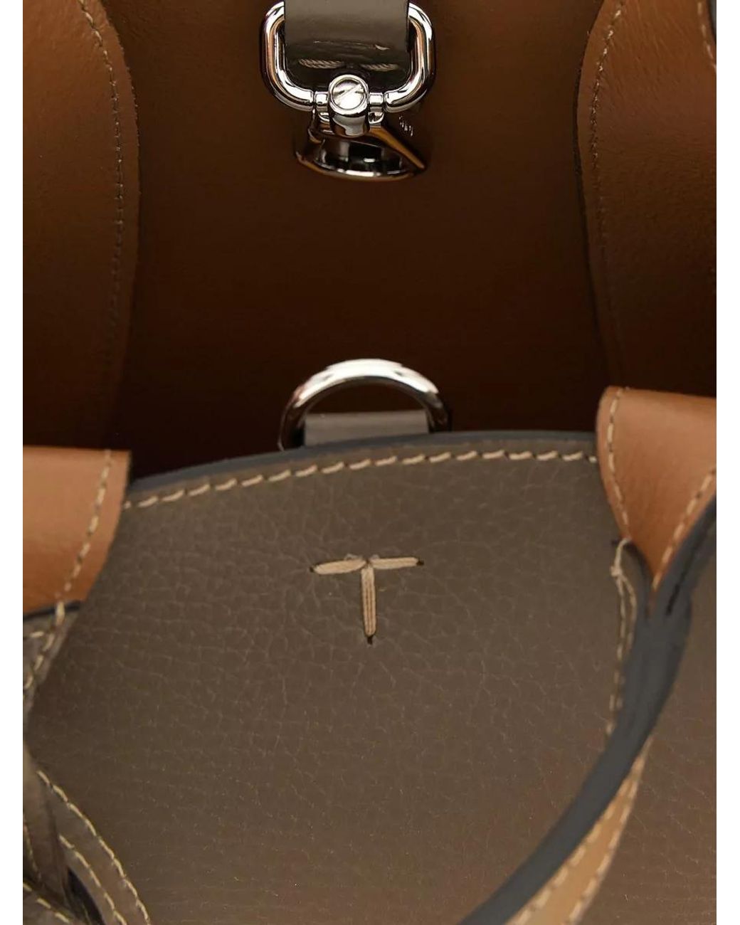 Tod's Brown T Timeless Micro Leather Tote Bag