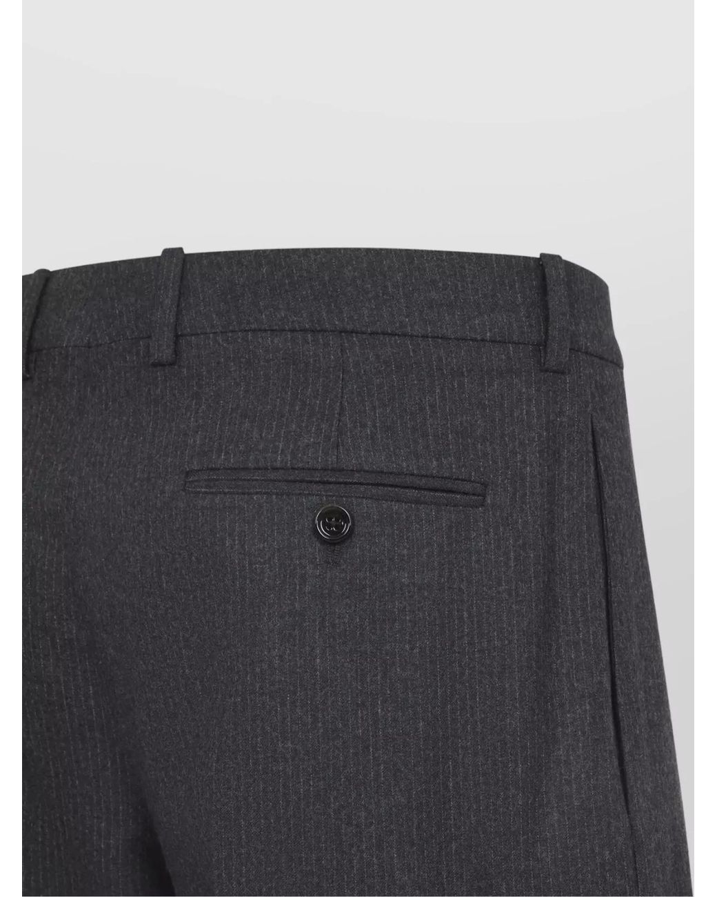 Céline Blue Wool Pinstriped Low-Rise Flared Trousers for men